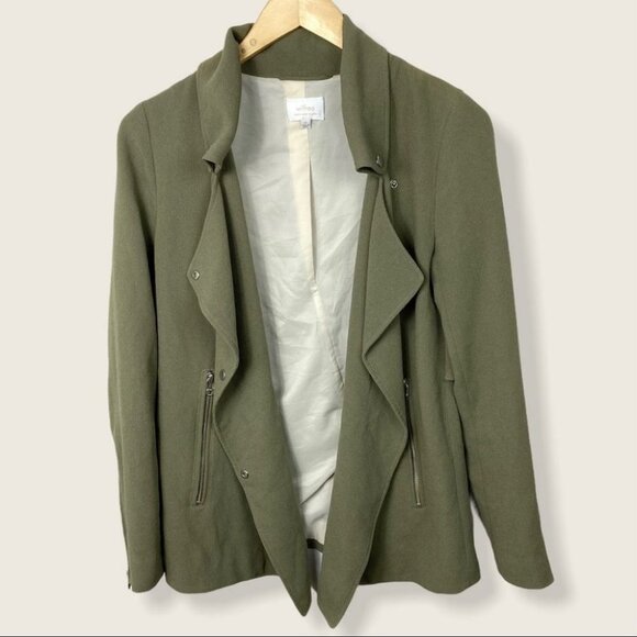 Aritzia Wilfred Mayet‎ Jacket Drape Olive Green Size XXS Moto Oversized Japan - Picture 2 of 11